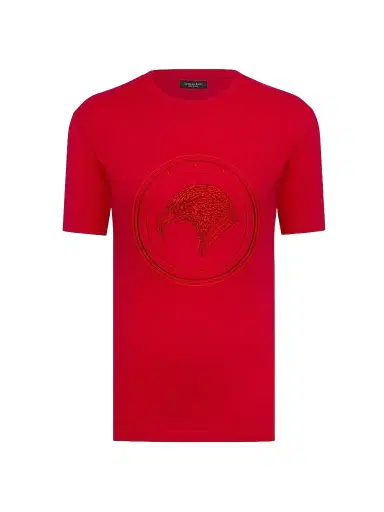 Stefano Ricci Men's Eagle Crystal Embroidered Logo T-Shirt - Spy Red | Thumbnail 1 Stefano Ricci Men's Eagle Crystal Embroidered Logo T-Shirt - Spy Red | Thumbnail 1