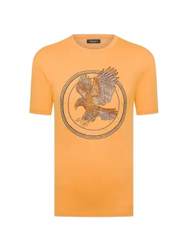 Stefano Ricci Men's Eagle Embroidered Design T-Shirt - Honey Yellow | Thumbnail 1 Stefano Ricci Men's Eagle Embroidered Design T-Shirt - Honey Yellow | Thumbnail 1