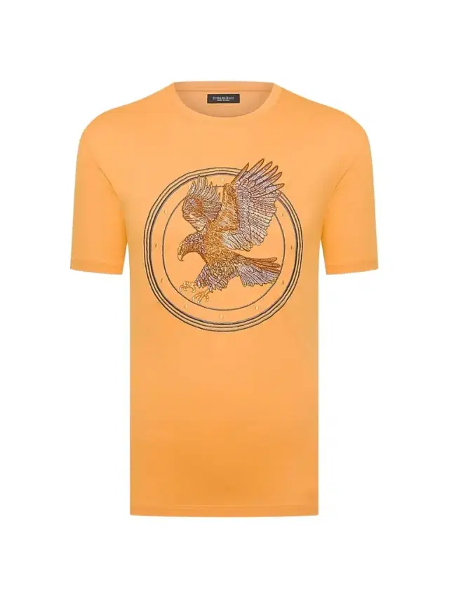 Stefano Ricci Men's Eagle Embroidered Design T-Shirt - Honey Yellow