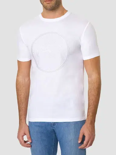 Stefano Ricci Men's Eagle Embroidered Logo T-Shirt - White | Thumbnail 2