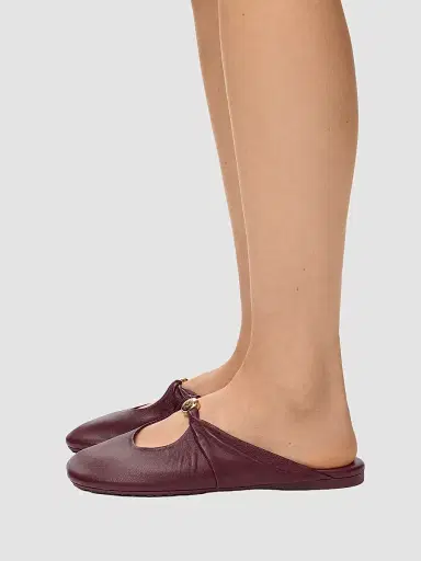 Loewe Women's Pebble Soft Leather Mules - Burgundy - Size 10 | Thumbnail 2 Loewe Women's Pebble Soft Leather Mules - Burgundy - Size 10 | Thumbnail 2