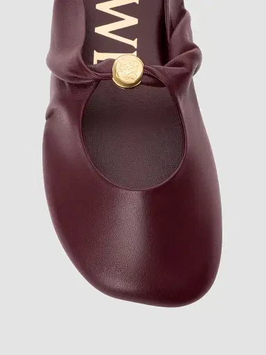 Loewe Women's Pebble Soft Leather Mules - Burgundy - Size 10 | Thumbnail 4