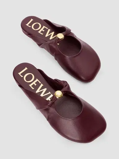 Loewe Women's Pebble Soft Leather Mules - Burgundy - Size 10 | Thumbnail 5