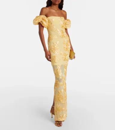 ROTATE Floral-appliqué off-shoulder maxi dress | Thumbnail 2