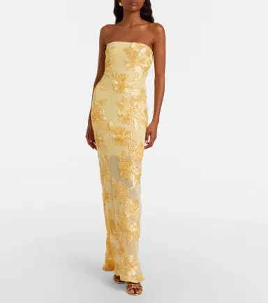 ROTATE Floral-appliqué off-shoulder maxi dress | Thumbnail 6