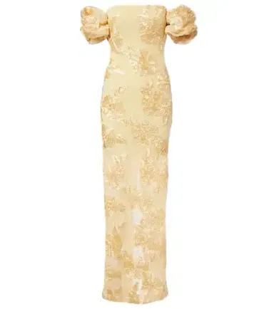 ROTATE Floral-appliqué off-shoulder maxi dress | Thumbnail 1