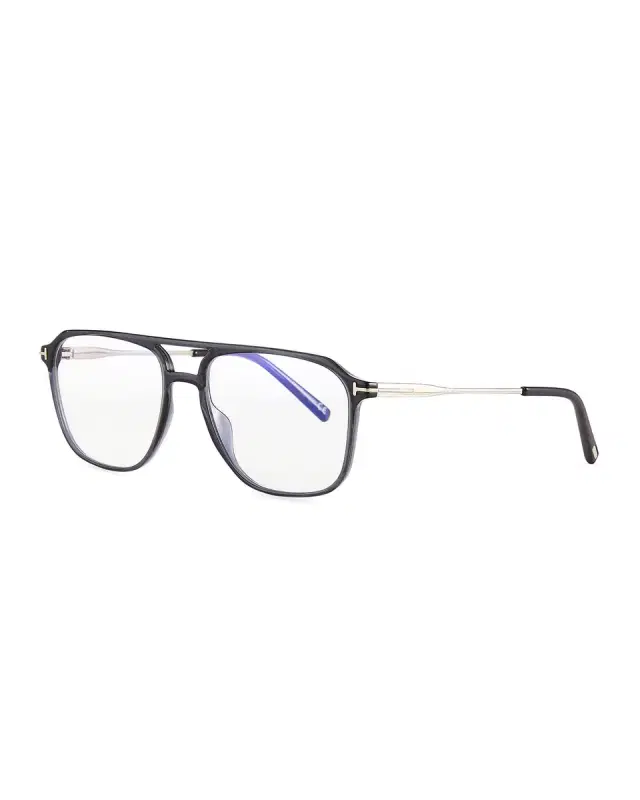 TOM FORD Men 's FT5665-BM54 Blue Light Blocking Navigator Optical Glasses