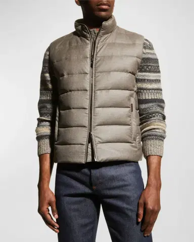 Moorer Men's Flannel Down Vest | Thumbnail 3 Moorer Men's Flannel Down Vest | Thumbnail 3