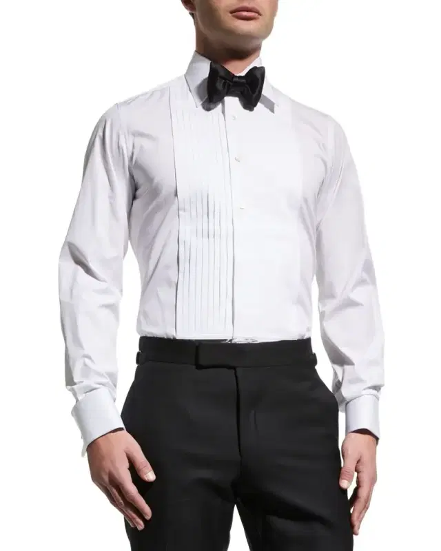 TOM FORD Men 's Pleated Bib-Front Cotton Dress Shirt