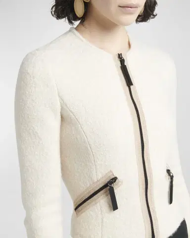 Giorgio Armani Contrast Grosgrain Zip-Front Cashmere Silk Jacket | Thumbnail 4 Giorgio Armani Contrast Grosgrain Zip-Front Cashmere Silk Jacket | Thumbnail 4
