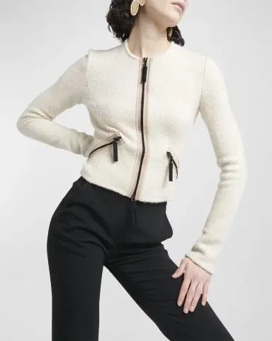 Giorgio Armani Contrast Grosgrain Zip-Front Cashmere Silk Jacket | Thumbnail 6 Giorgio Armani Contrast Grosgrain Zip-Front Cashmere Silk Jacket | Thumbnail 6