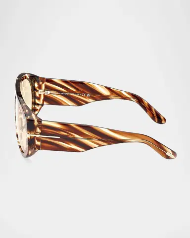 TOM FORD Patterned Round Acetate Sunglasses | Thumbnail 2
