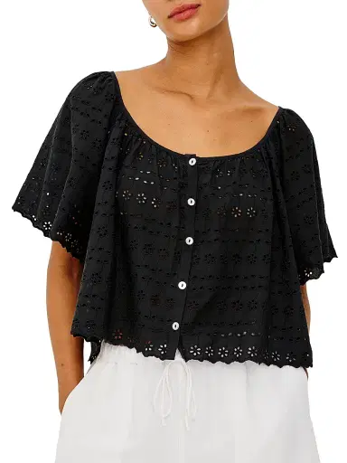 RAILS Women's Miller Eyelet Cotton Top - Black Eyelet - Size XS | Thumbnail 3
