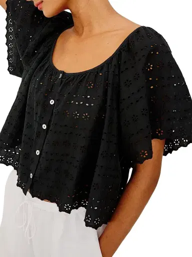 RAILS Women's Miller Eyelet Cotton Top - Black Eyelet - Size XS | Thumbnail 4
