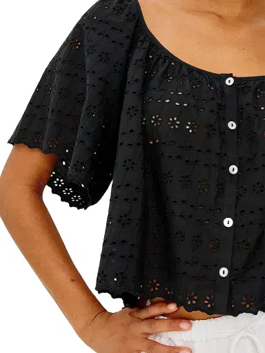 RAILS Women's Miller Eyelet Cotton Top - Black Eyelet - Size XS | Thumbnail 6
