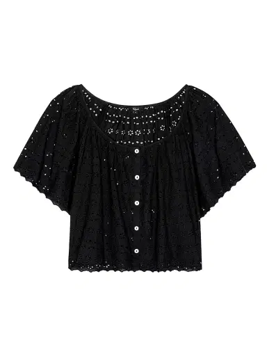 RAILS Women's Miller Eyelet Cotton Top - Black Eyelet - Size XS | Thumbnail 1
