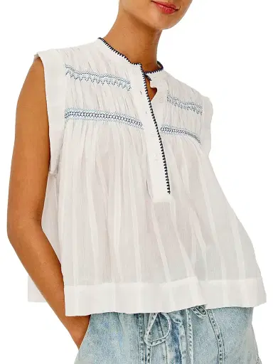RAILS Women's Willow Pleated Cotton Top - White - Size XS | Thumbnail 3 RAILS Women's Willow Pleated Cotton Top - White - Size XS | Thumbnail 3