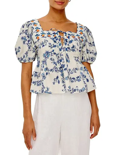 RAILS Women's Presley Ceramic Floral Cotton Top - Ceramic Floral - Size XS | Thumbnail 3