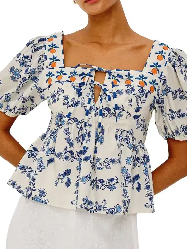 RAILS Women's Presley Ceramic Floral Cotton Top - Ceramic Floral - Size XS | Thumbnail 5