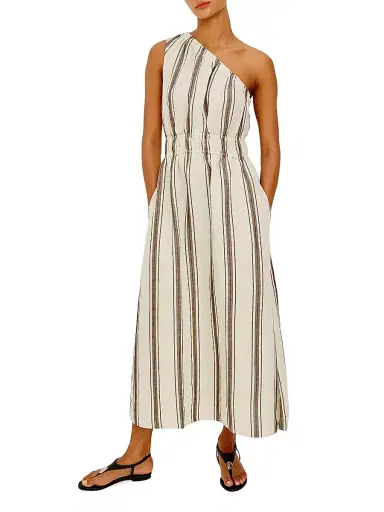 RAILS Women's Selani Striped Linen-Blend Midi Dress - Sequoia Stripe | Thumbnail 2