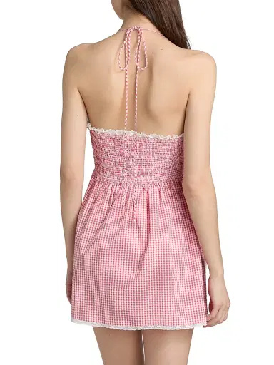 LoveShackFancy Women's Khloe Gingham Cotton Minidress - Berry Bramble | Thumbnail 5