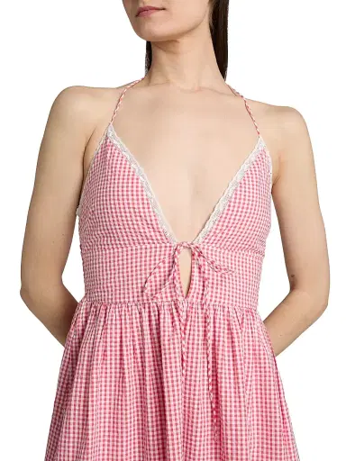 LoveShackFancy Women's Khloe Gingham Cotton Minidress - Berry Bramble | Thumbnail 6