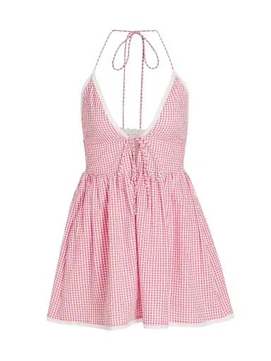 LoveShackFancy Women's Khloe Gingham Cotton Minidress - Berry Bramble | Thumbnail 1