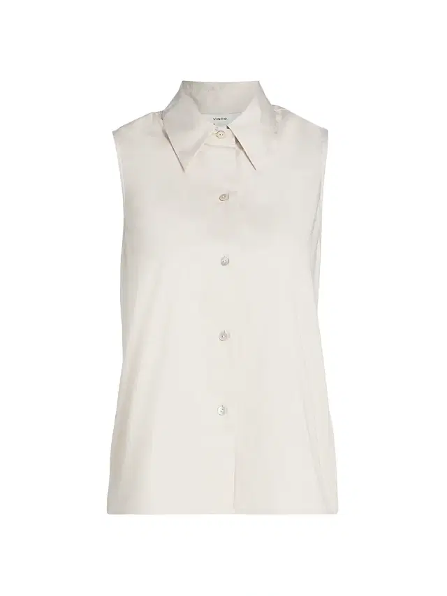 Vince Women's Relaxed Sleveless Button-Front Top - Oyster