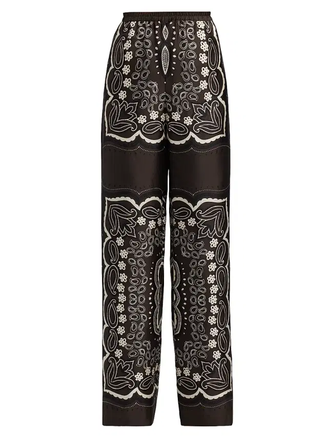 Nili Lotan Women's Morgan Silk Bandana Pants - Brown  Bandana Print