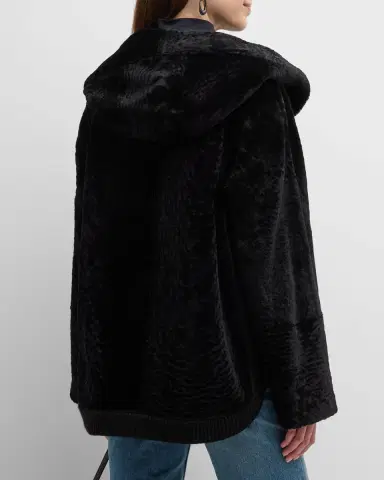 Gorski Reversible Shearling Lamb Zip Parka Jacket With Side Slits | Thumbnail 2 Gorski Reversible Shearling Lamb Zip Parka Jacket With Side Slits | Thumbnail 2