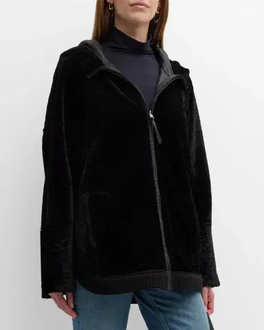 Gorski Reversible Shearling Lamb Zip Parka Jacket With Side Slits | Thumbnail 3 Gorski Reversible Shearling Lamb Zip Parka Jacket With Side Slits | Thumbnail 3