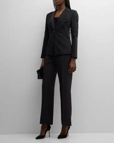 Elie Tahari The Blair Floral-Embroidered Eyelet Blazer | Thumbnail 2