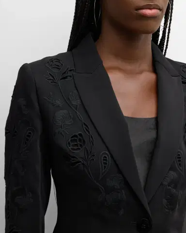 Elie Tahari The Blair Floral-Embroidered Eyelet Blazer | Thumbnail 4