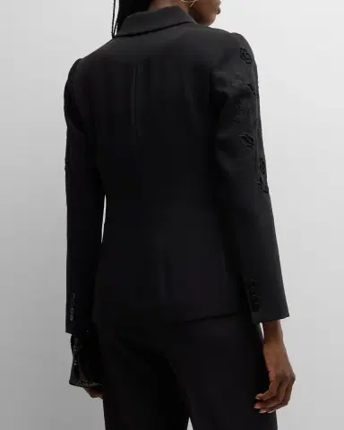Elie Tahari The Blair Floral-Embroidered Eyelet Blazer | Thumbnail 5