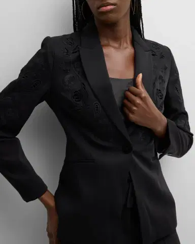 Elie Tahari The Blair Floral-Embroidered Eyelet Blazer | Thumbnail 6
