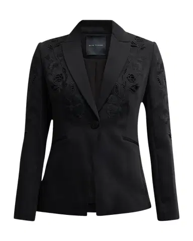 Elie Tahari The Blair Floral-Embroidered Eyelet Blazer | Thumbnail 1