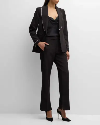 Elie Tahari The Lexy Single-Button Rhinestone-Trim Blazer | Thumbnail 2