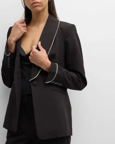 Elie Tahari The Lexy Single-Button Rhinestone-Trim Blazer | Thumbnail 5
