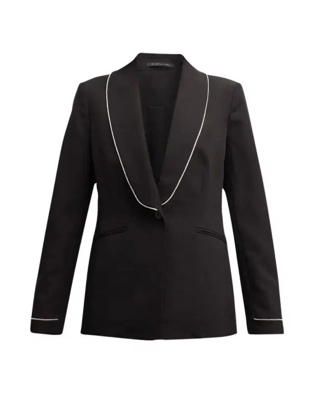 The Lexy Single-Button Rhinestone-Trim Blazer