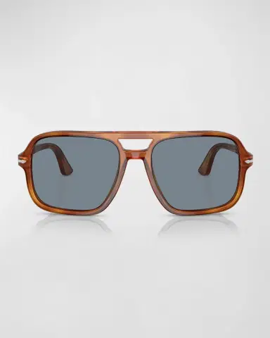 PERSOL Men's Double-Bridge Acetate Aviator Sunglasses | Thumbnail 2