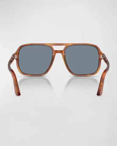 PERSOL Men's Double-Bridge Acetate Aviator Sunglasses | Thumbnail 3