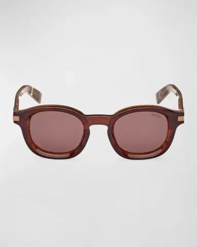 ZEGNA Men's AURORA Acetate Round Sunglasses | Thumbnail 2 ZEGNA Men's AURORA Acetate Round Sunglasses | Thumbnail 2