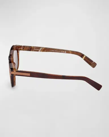 ZEGNA Men's AURORA Acetate Round Sunglasses | Thumbnail 3 ZEGNA Men's AURORA Acetate Round Sunglasses | Thumbnail 3