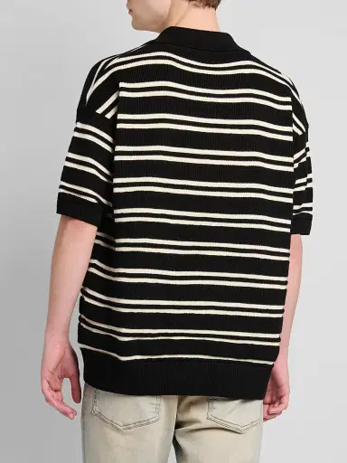 AMIRI Men's Striped Cotton-Blend Polo Shirt - Black - Size XS | Thumbnail 3 AMIRI Men's Striped Cotton-Blend Polo Shirt - Black - Size XS | Thumbnail 3