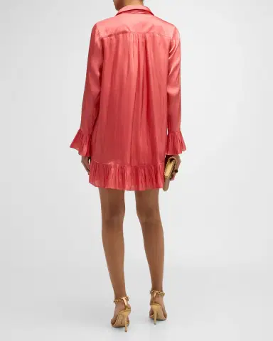 Cinq à Sept Iva Ruffled Neck-Tie Mini Shirt Dress | Thumbnail 3 Cinq à Sept Iva Ruffled Neck-Tie Mini Shirt Dress | Thumbnail 3