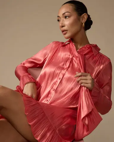 Cinq à Sept Iva Ruffled Neck-Tie Mini Shirt Dress | Thumbnail 4 Cinq à Sept Iva Ruffled Neck-Tie Mini Shirt Dress | Thumbnail 4
