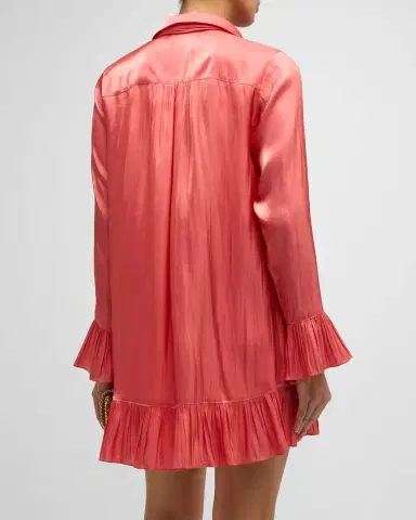 Cinq à Sept Iva Ruffled Neck-Tie Mini Shirt Dress | Thumbnail 5 Cinq à Sept Iva Ruffled Neck-Tie Mini Shirt Dress | Thumbnail 5