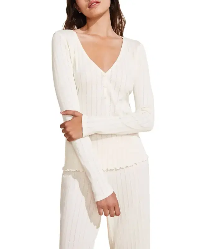Eberjey Pointelle V-Neck Henley