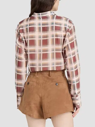 FRAME Women's The Boy Plaid Cotton-Silk Shirt - Silver Peony Multi | Thumbnail 2