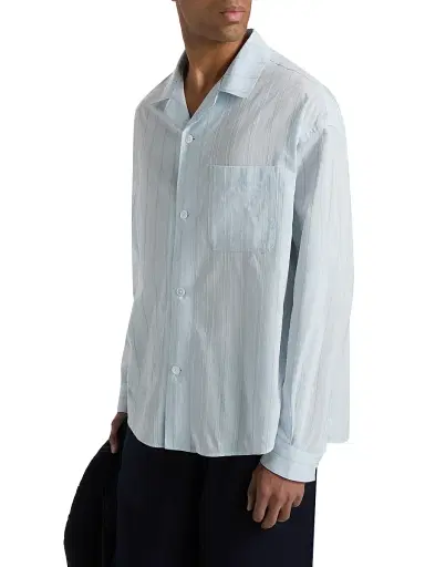 Frame Men's Striped Pajama-Style Shirt - Blue Stripe | Thumbnail 4